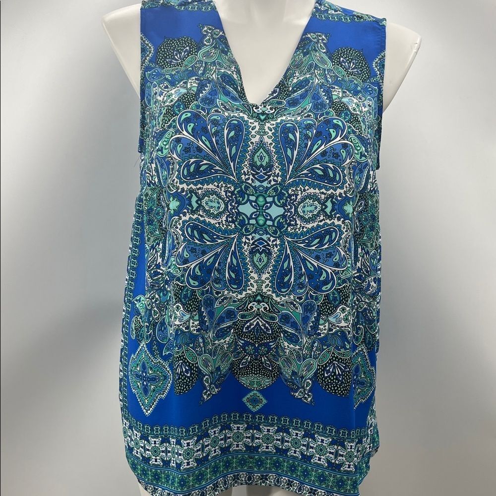 Violet & Claire Teal and Blue Paisley Blouse
